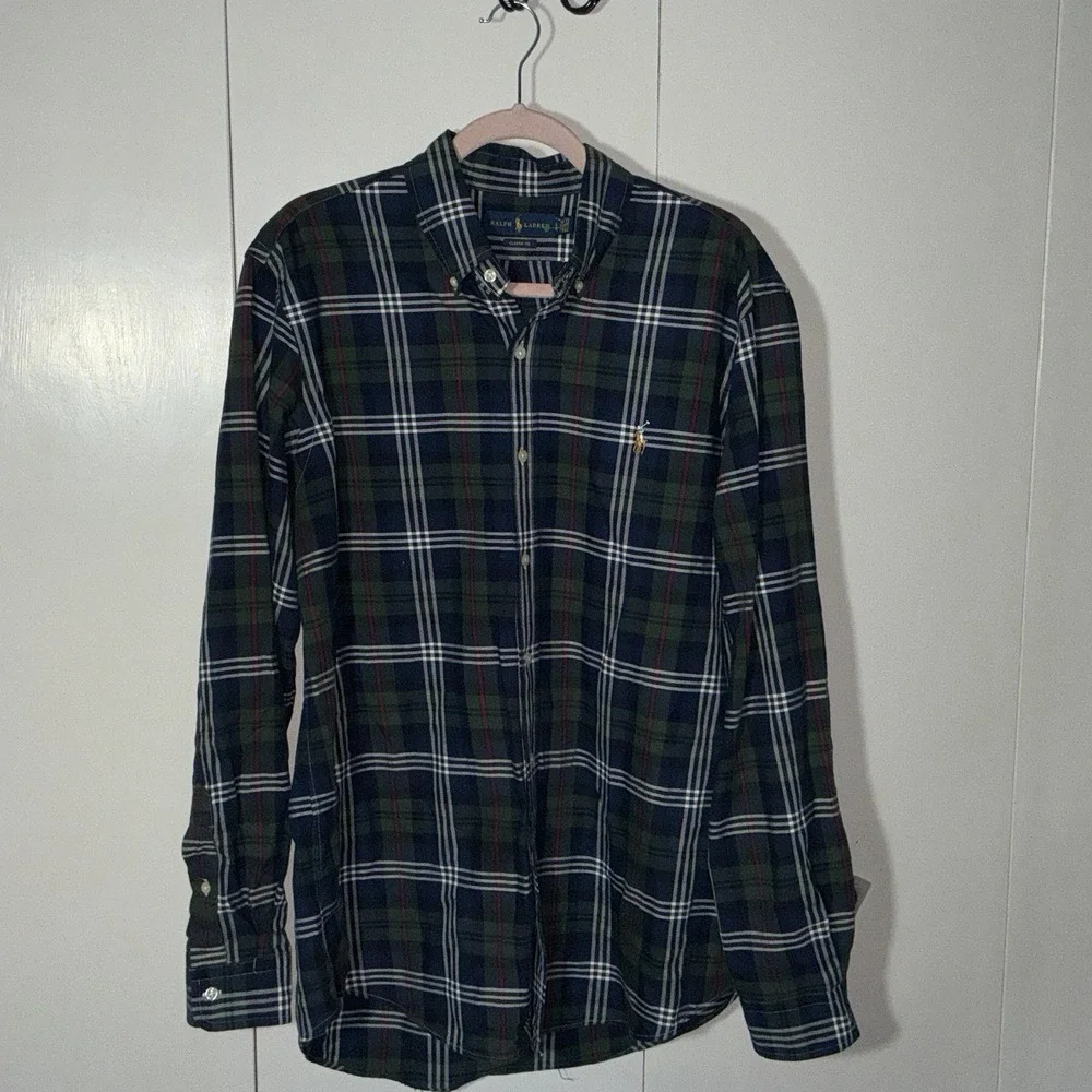 Polo Ralph Lauren Plaid Mens Large Shirt 24x31 Small Flaw